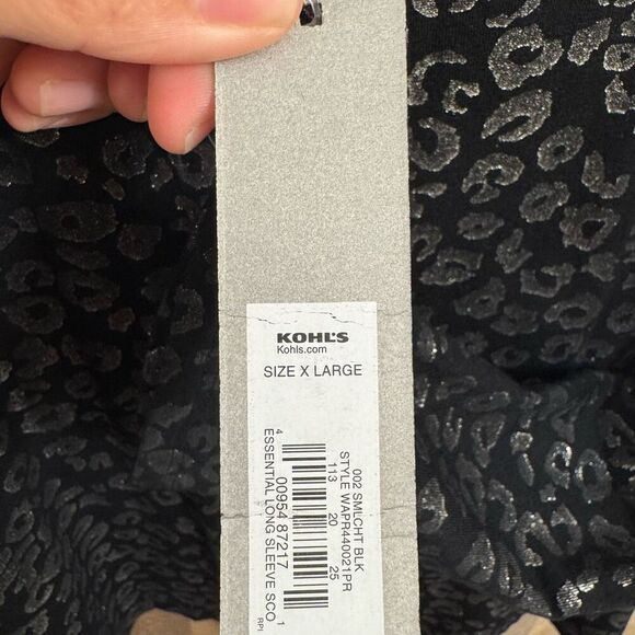 Apt. 9 Black Gold Metallic Cheetah Print Long Sleeve Rayon Stretchy Top XL NWT - Picture 5 of 6